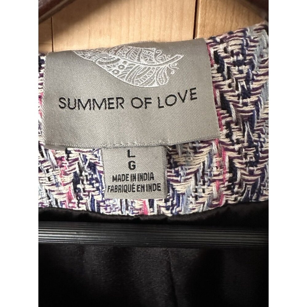 Anthropologie Summer Of Love Suzy Jacket Blazer Pink Rose Embellished Tweed Sz L - Picture 4 of 6